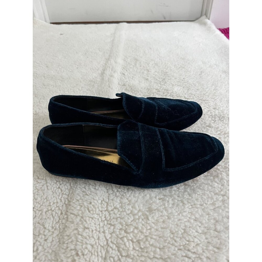 Zara Trafaluc Blue Velvet Loafers Size 38 / US 7.5 - Picture 3 of 8